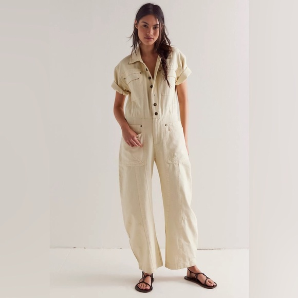 Free people Maxie Washed Coverall jumpsuit